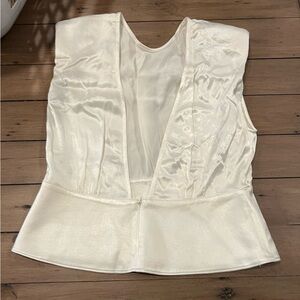 Ba&sh Paris ecru lady too open back shoulder pads beautiful summer top size M
